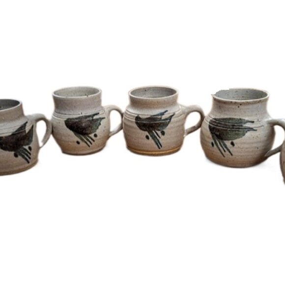 Set of 6 Hand Thrown Studio Pottery Stoneware 6 Ounce Mugs Never Used - Picture 2 of 6